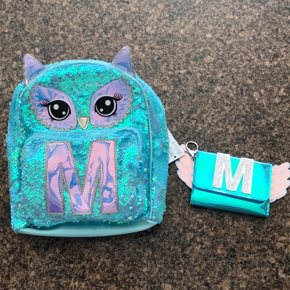 justice blue owl backpack